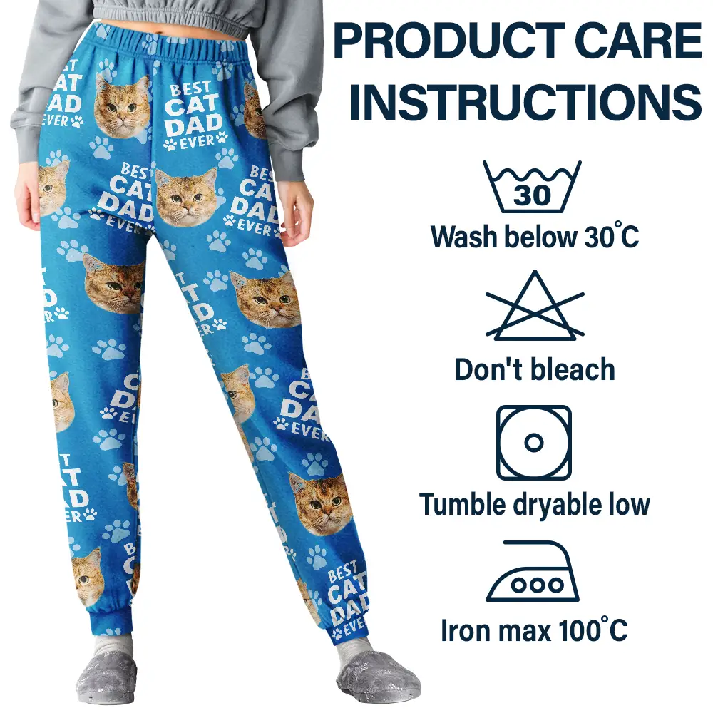 Custom Photo Best Dog Dad Ever Funny Pattern Family - Personalized Pajama Pants - Image 6