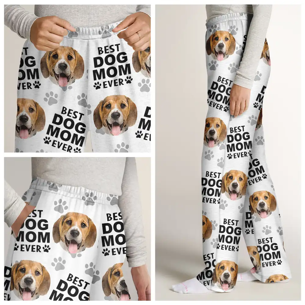 Custom Photo Best Dog Dad Ever Funny Pattern Family - Personalized Pajama Pants - Image 8