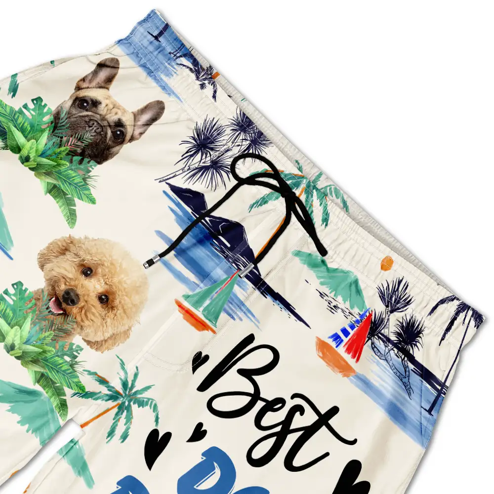 Custom Photo Best Dog Dad Ever - Personalized Unisex Beach Shorts - Image 6