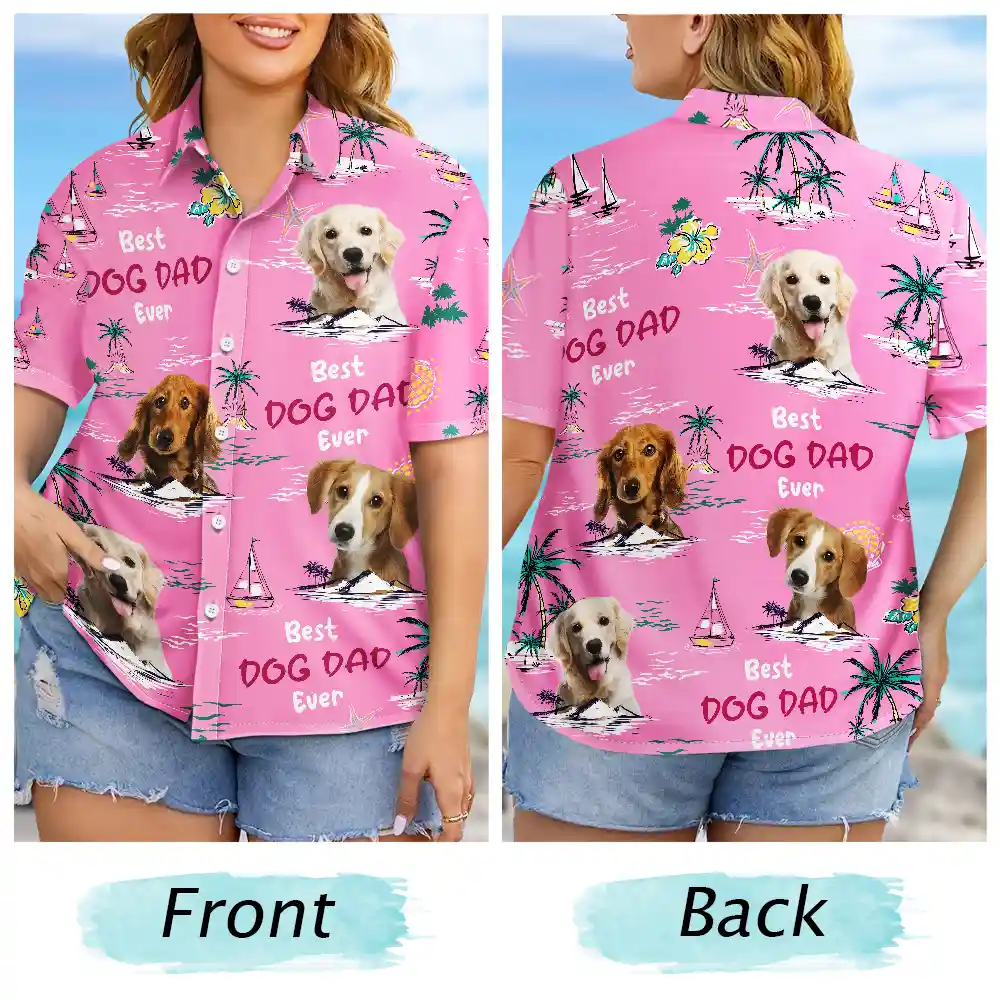 Custom Photo Best Dog Dad Ever Tropical Island - Personalized Hawaiian Shirt - Image 7