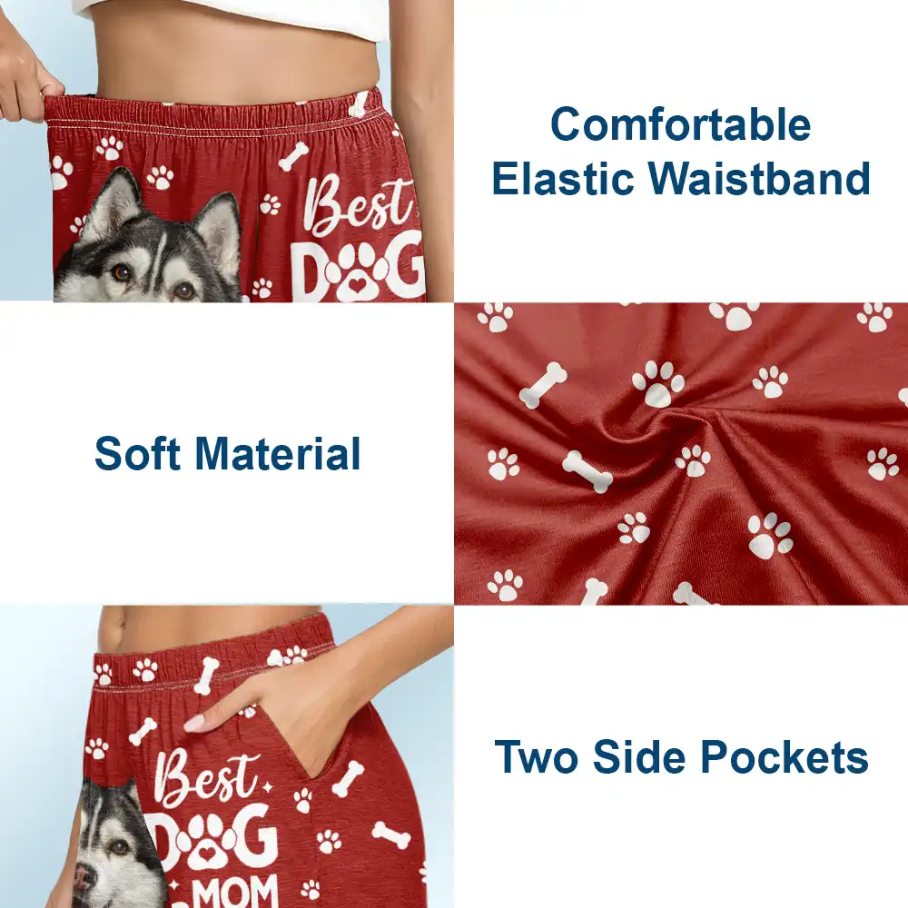 Custom Photo Best Dog Dad Mom Ever - Personalized Pajama Shorts - Image 6