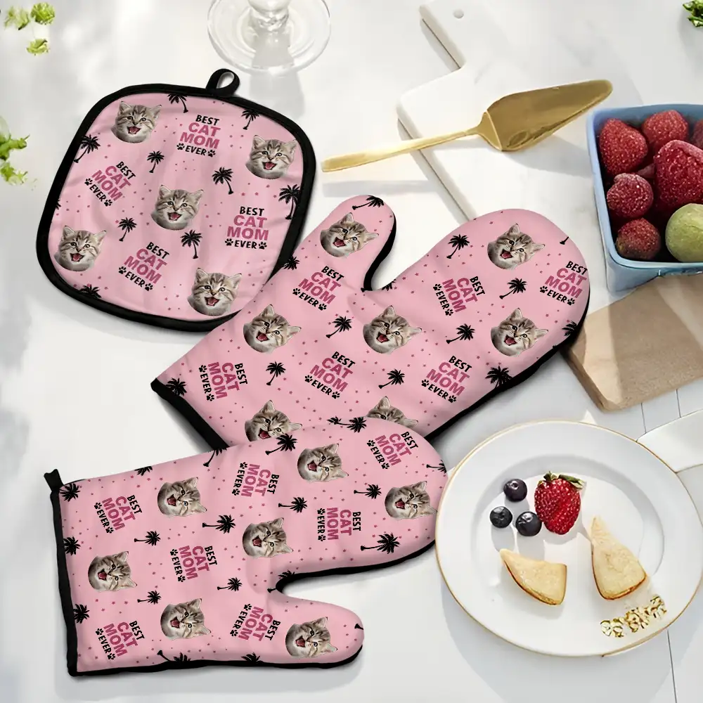 Custom Photo Best Dog Dad - Personalized Oven Mitts, Pot Holders - Image 3