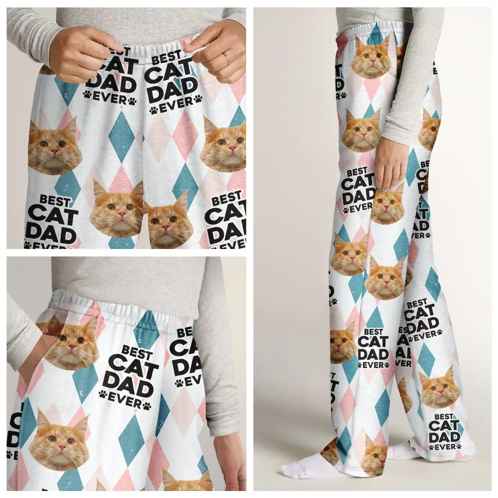 Custom Photo Best Dog Mom Cat Mom Ever - Personalized Pajama Pants - Image 8