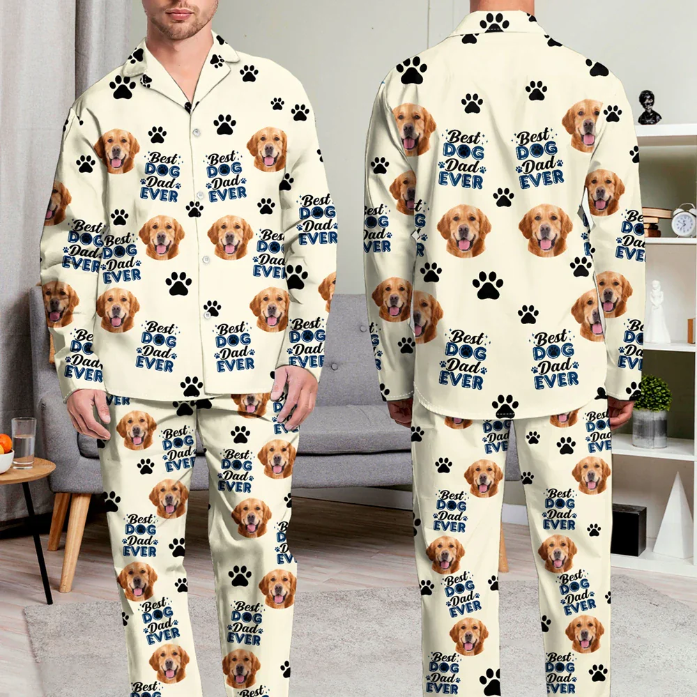 Custom Photo Best Dog Mom Dog Dad Cat Dad Cat Mom - Personalized Long Pajamas Set - Image 7