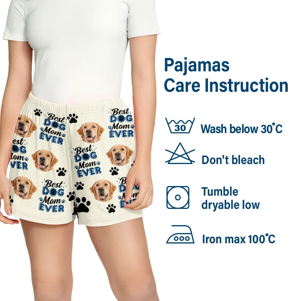 Custom Photo Best Dog Mom Dog Dad Cat Dad Cat Mom - Personalized Pajama Shorts - Image 6