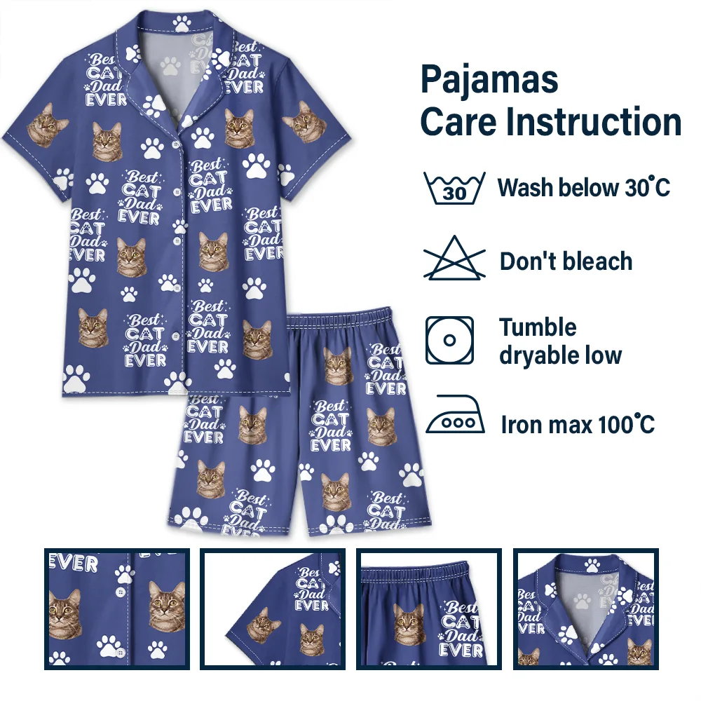 Custom Photo Best Dog Mom Dog Dad Cat Dad Cat Mom - Personalized Short Pajamas Set - Image 8