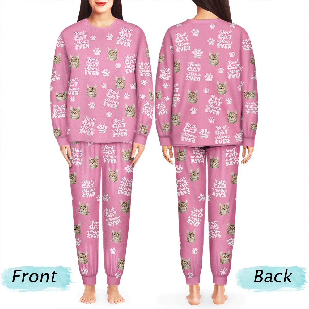Custom Photo Best Dog Mom Dog Dad Cat Dad Cat Mom - Personalized Unisex Pajamas Set - Image 5