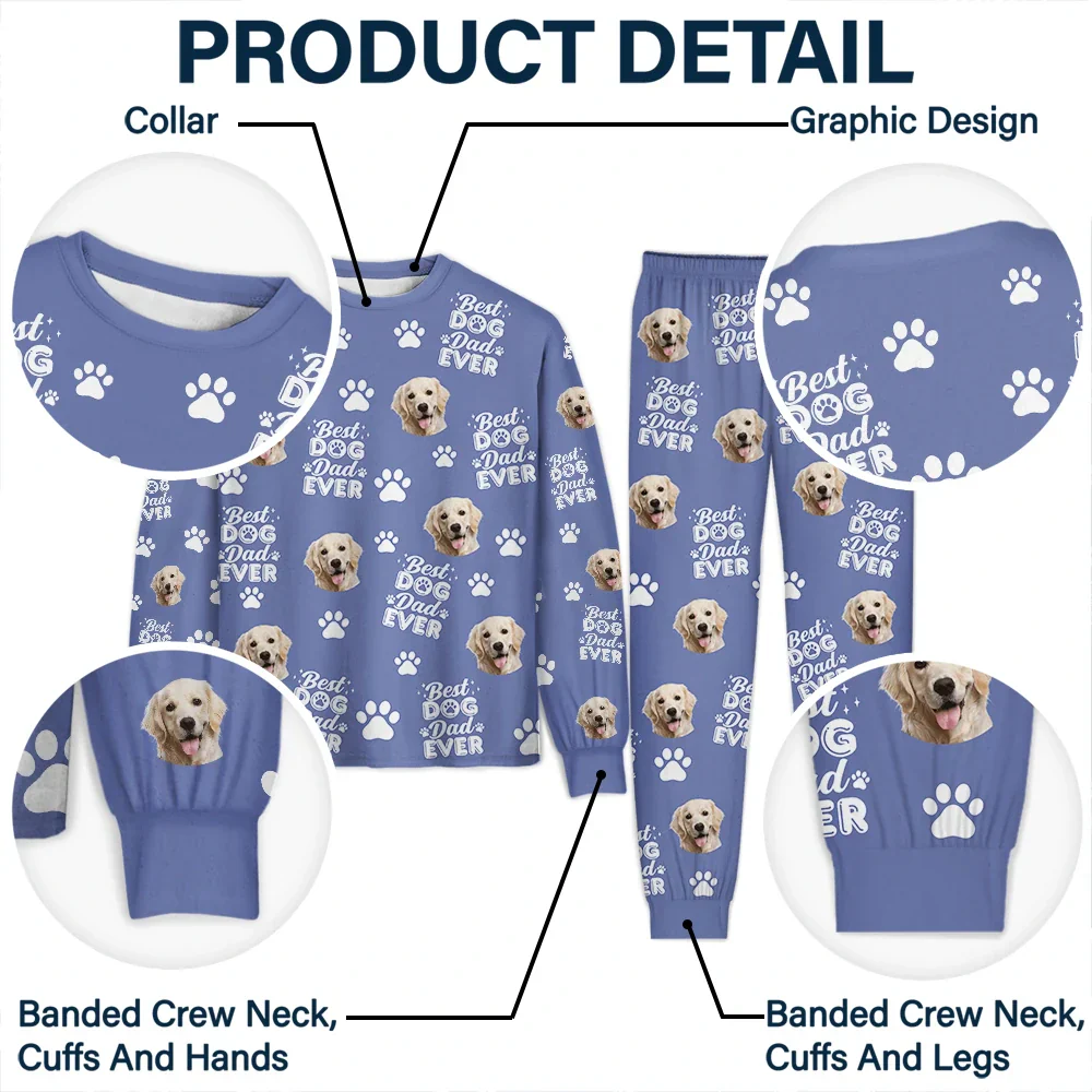 Custom Photo Best Dog Mom Dog Dad Cat Dad Cat Mom - Personalized Unisex Pajamas Set - Image 6