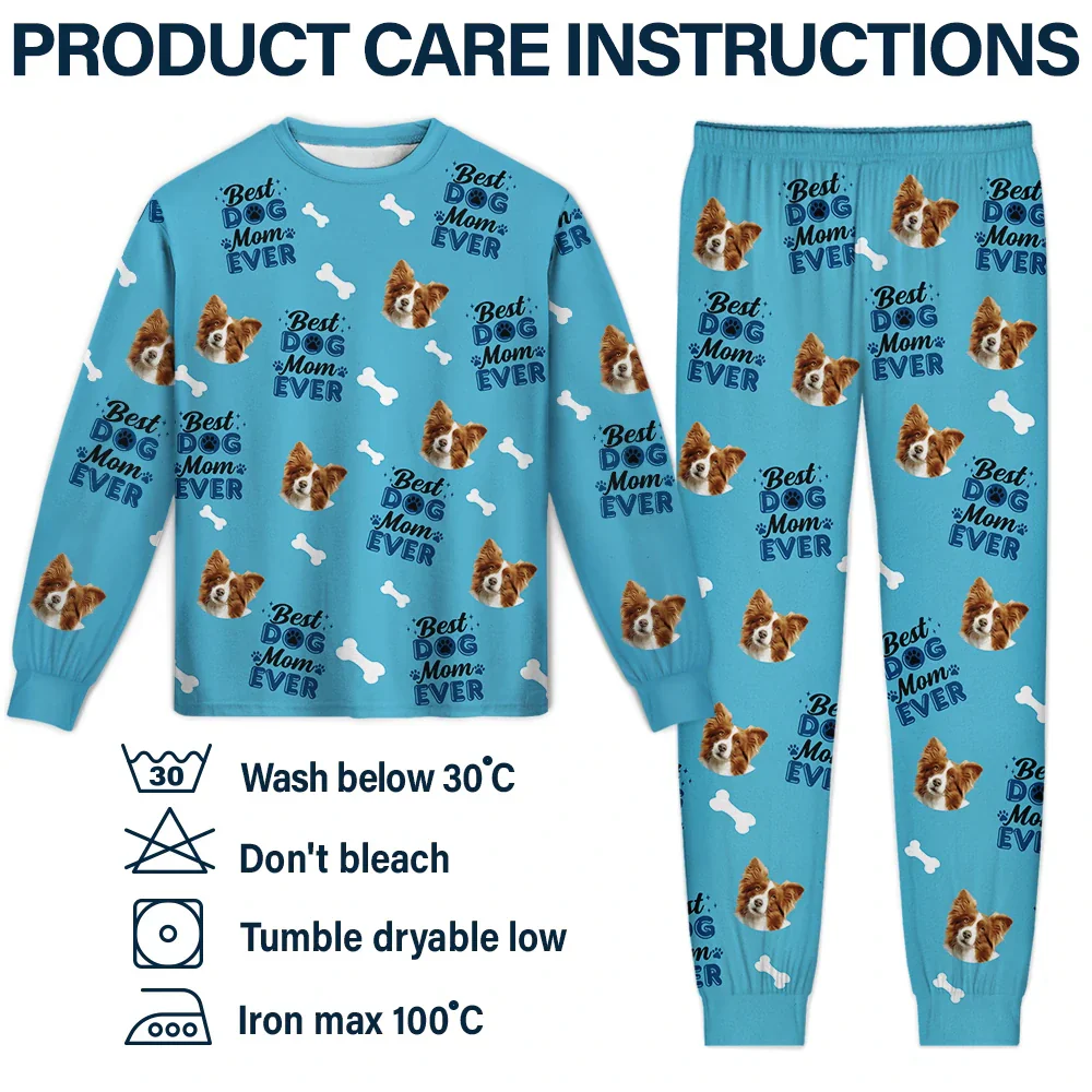Custom Photo Best Dog Mom Dog Dad Cat Dad Cat Mom - Personalized Unisex Pajamas Set - Image 7