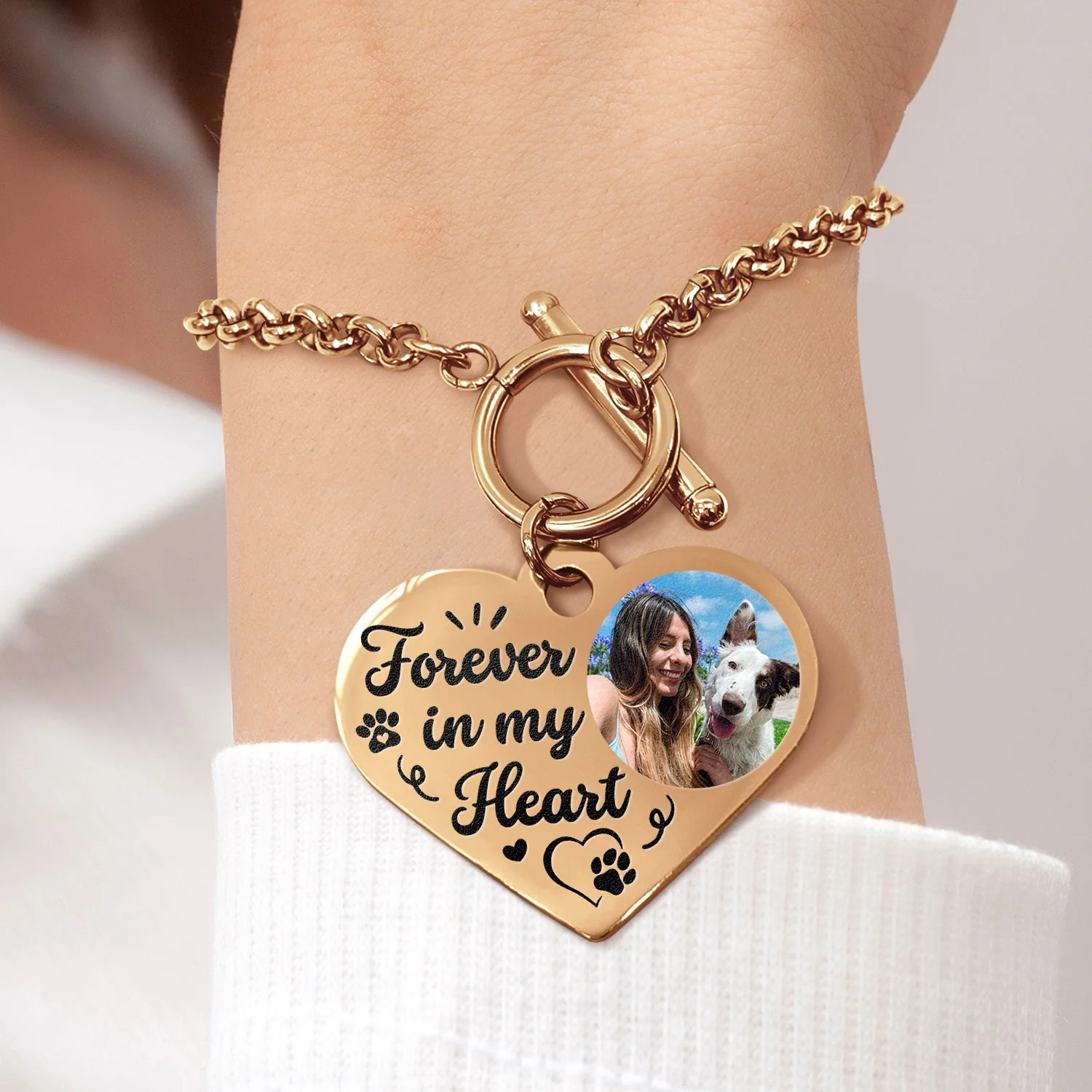 Custom Photo Best Dog Mom Ever - Gift For Dog Lovers, Cat Lovers - Personalized Heart Bracelet - Image 6