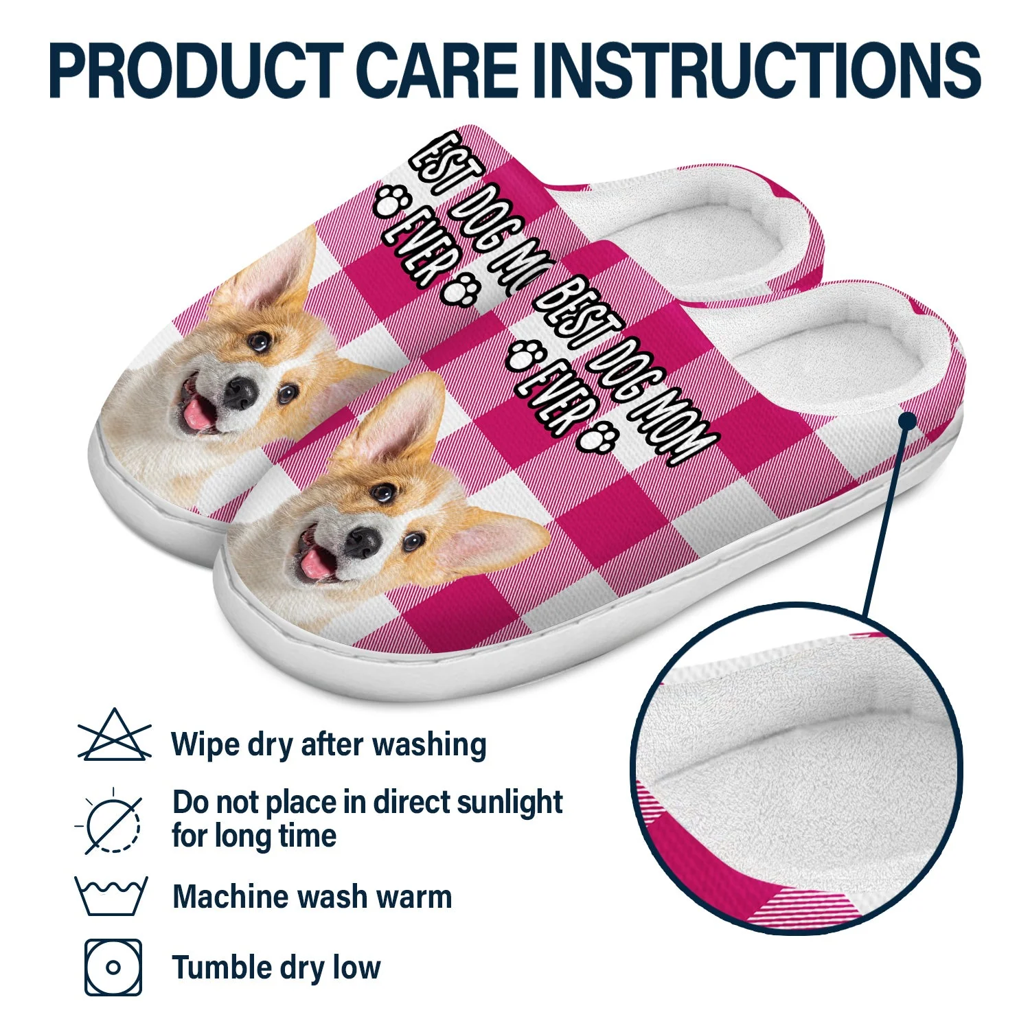 Custom Photo Best Dog Mom Ever - Gift For Pet Lovers - Personalized Fluffy Slippers - Image 7