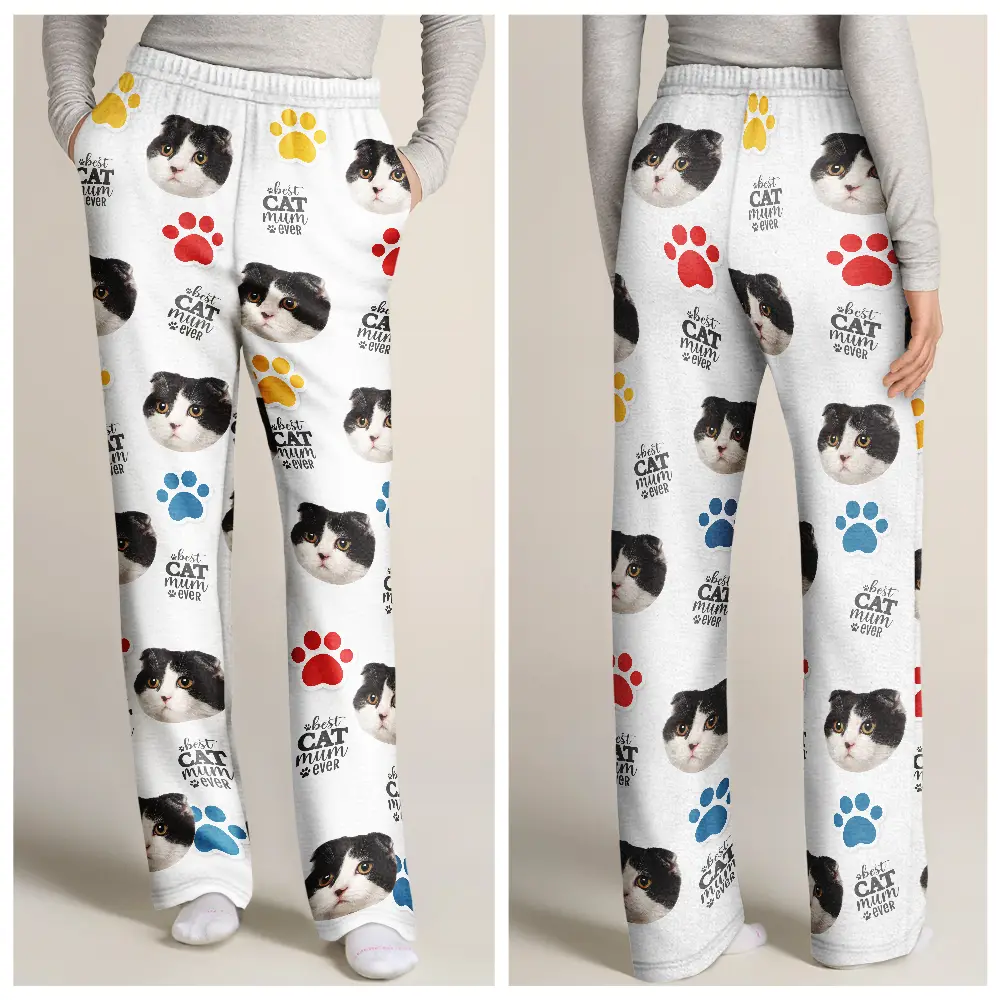 Custom Photo Best Dog Mom Ever - Personalized Pajama Pants - Image 4