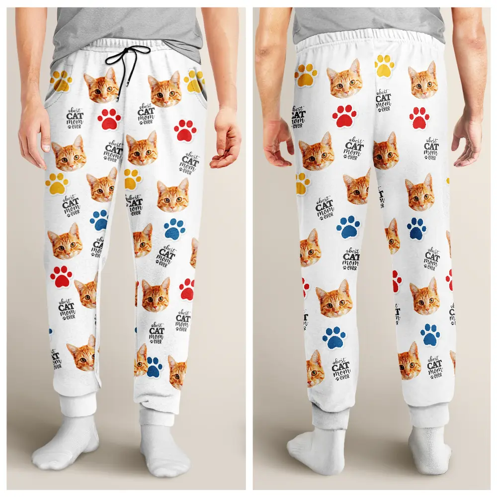 Custom Photo Best Dog Mom Ever - Personalized Pajama Pants - Image 5