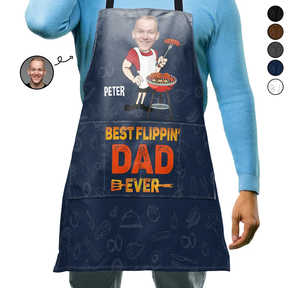 Custom Photo Best Flippin' Dad Ever - Personalized Apron