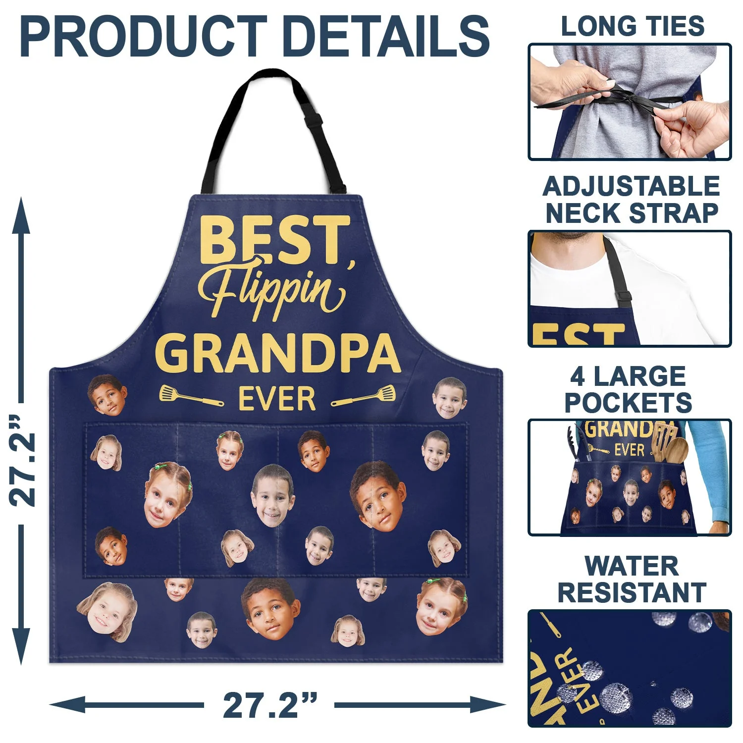 Custom Photo Best Flippin' Papa Ever - Birthday, Anniversary, Funny Gift For Men, Dad, Grandpa, Husband, Boyfriend - Personalized Apron - Image 5