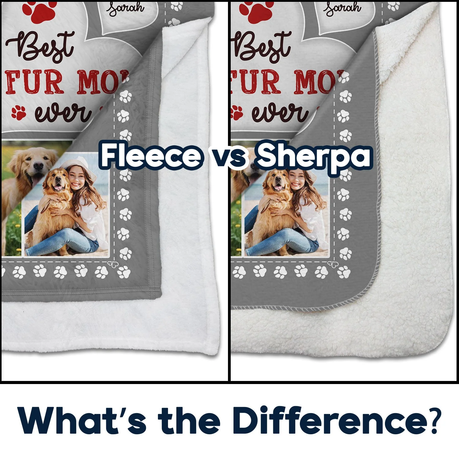 Custom Photo Best Fur Mom Dad Ever - Gift For Pet Lovers - Personalized Fleece Blanket, Sherpa Blanket - Image 4