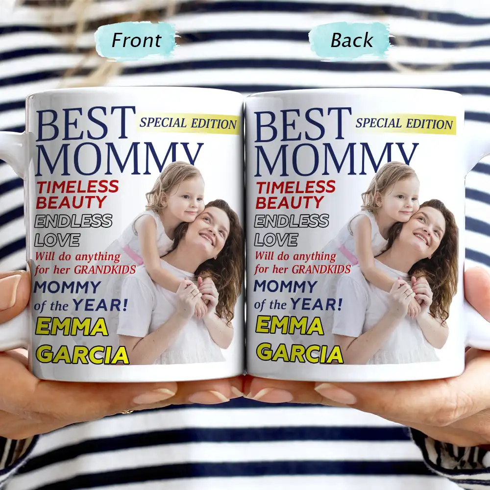 Custom Photo Best Grandma Mommy Magazine - Personalized Mug - Image 3