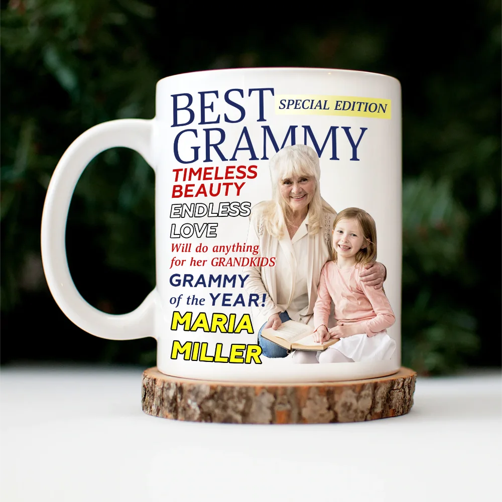 Custom Photo Best Grandma Mommy Magazine - Personalized Mug - Image 5