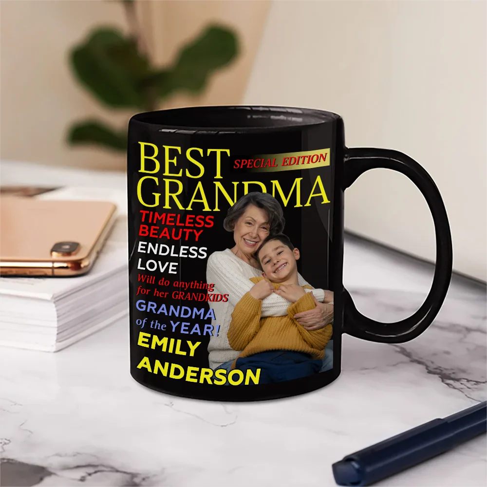 Custom Photo Best Grandma Mommy Magazine - Personalized Mug - Image 6