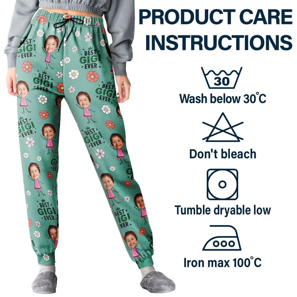 Custom Photo Best Grandma Nana Mom Ever - Personalized Pajama Pants - Image 6