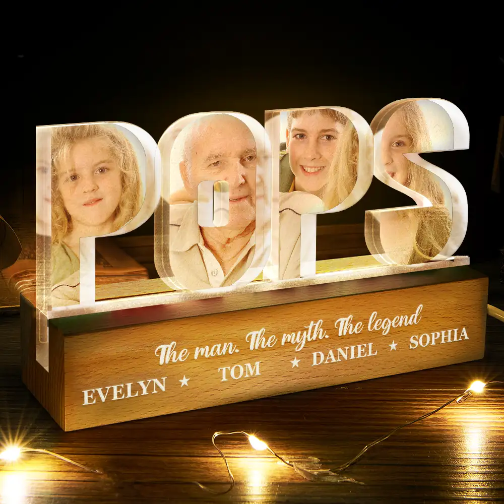 Custom Photo Best Grandpa Father Papa Dad Thank You - Personalized Custom Shaped LED Light - Image 3