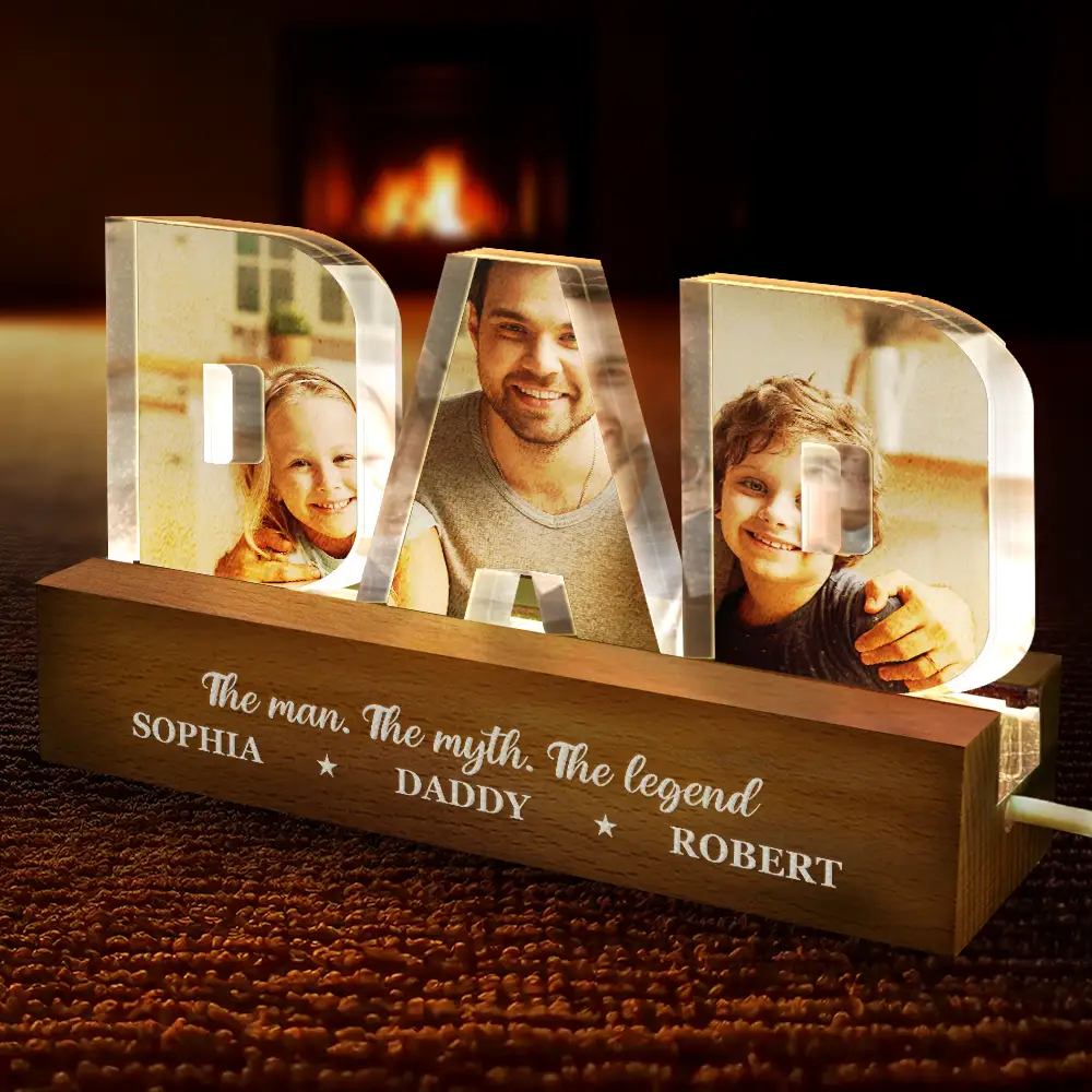 Custom Photo Best Grandpa Father Papa Dad Thank You - Personalized Custom Shaped LED Light - Image 4