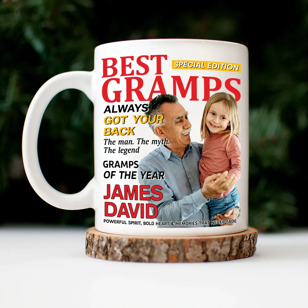 Custom Photo Best Grandpa Papa Magazine - Personalized Mug - Image 5
