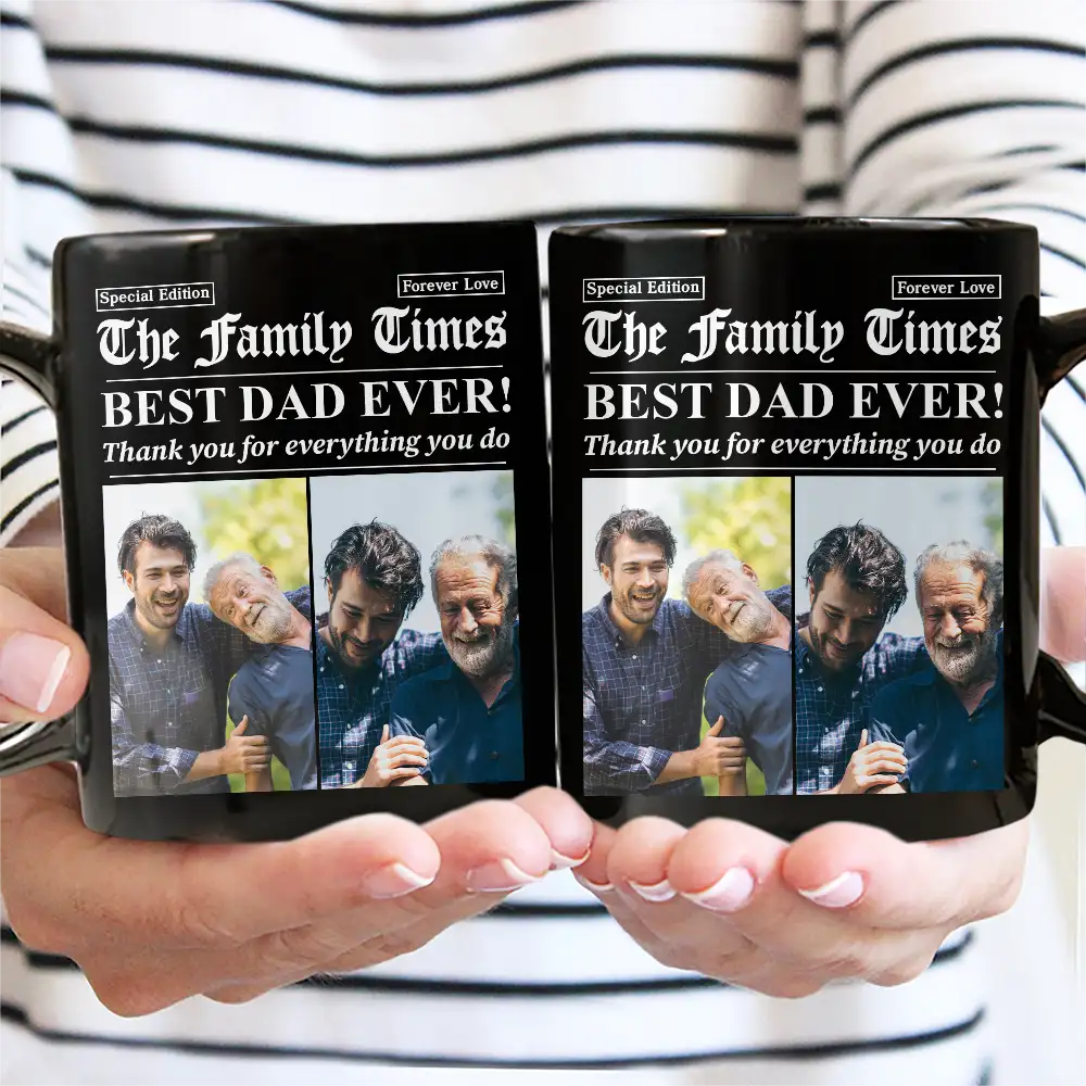 Custom Photo Best Mom Dad Ever Newspaper Theme - Personalized Mug - Image 3