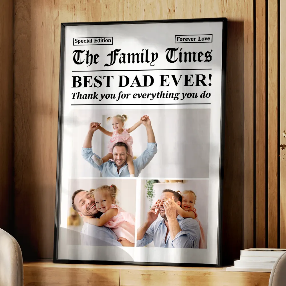 Custom Photo Best Mom Dad Ever Newspaper Theme - Personalized Poster - Image 4