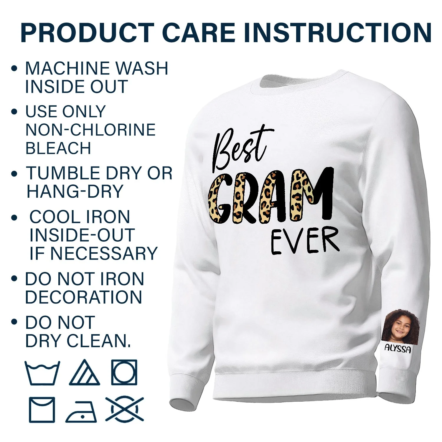 Custom Photo Best Mom Ever - Gift For Mothers And Grandmas - Personalized Sweatshirt With Sleeve Imprint - Image 6