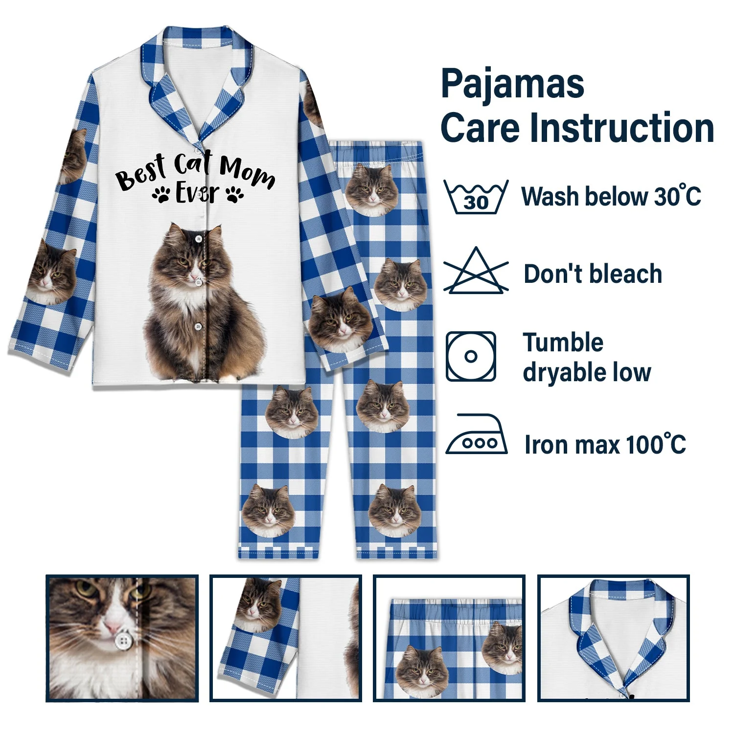 Custom Photo Best Mom Ever - Gift For Pet Lovers - Personalized Long Pajamas Set - Image 7