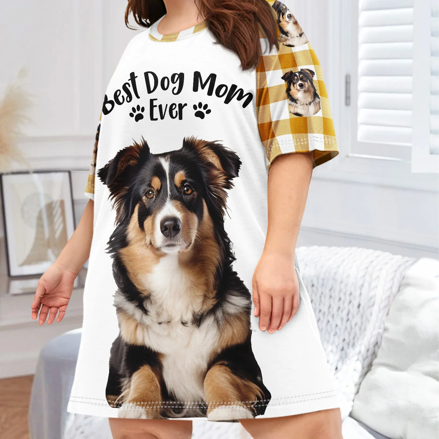 Custom Photo Best Mom Ever - Gift For Pet Lovers - Personalized Women's Sleep Tee - Image 4