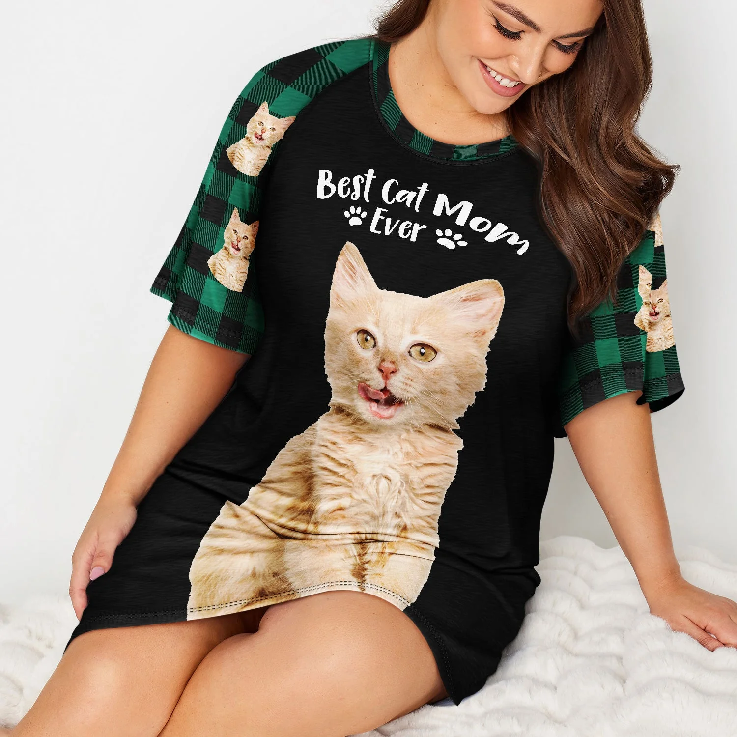 Custom Photo Best Mom Ever - Gift For Pet Lovers - Personalized Women's Sleep Tee - Image 5