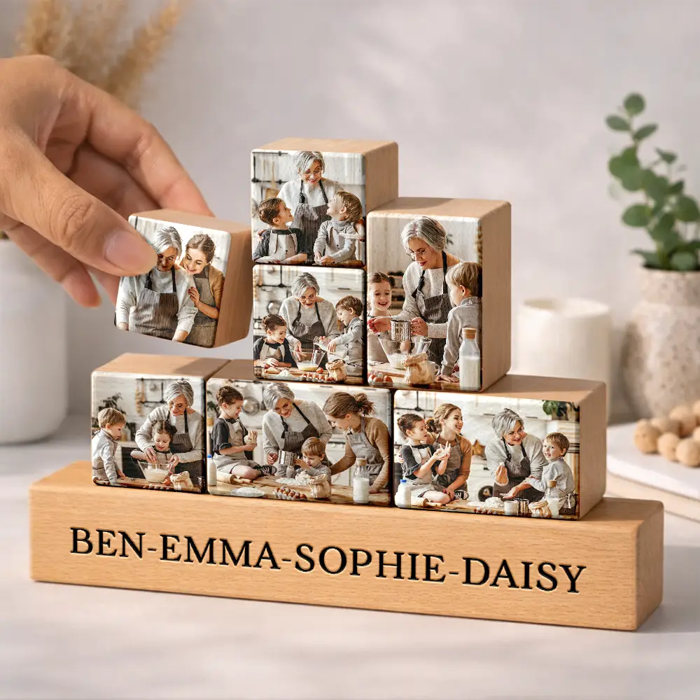 Custom Photo Best Mom Ever - Personalized Wooden Stacking Photo Blocks - Image 3