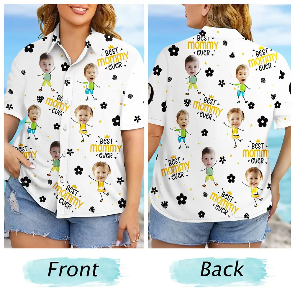 Custom Photo Best Mom Ever Travel Floral Pattern - Personalized Hawaiian Shirt - Image 6