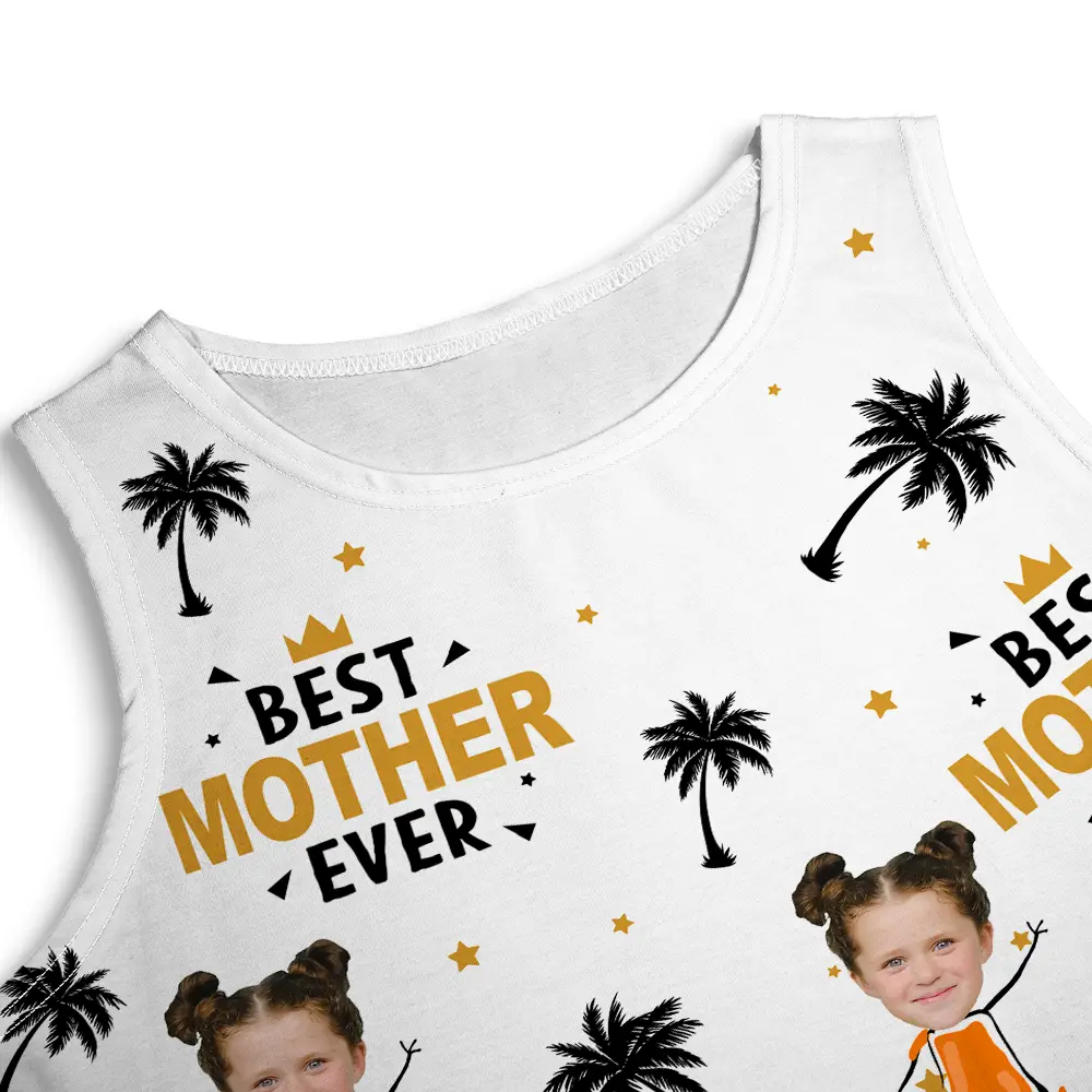 Custom Photo Best Mom Ever Tropical Summer Beach - Personalized Sleeveless Tank Dress - Image 6