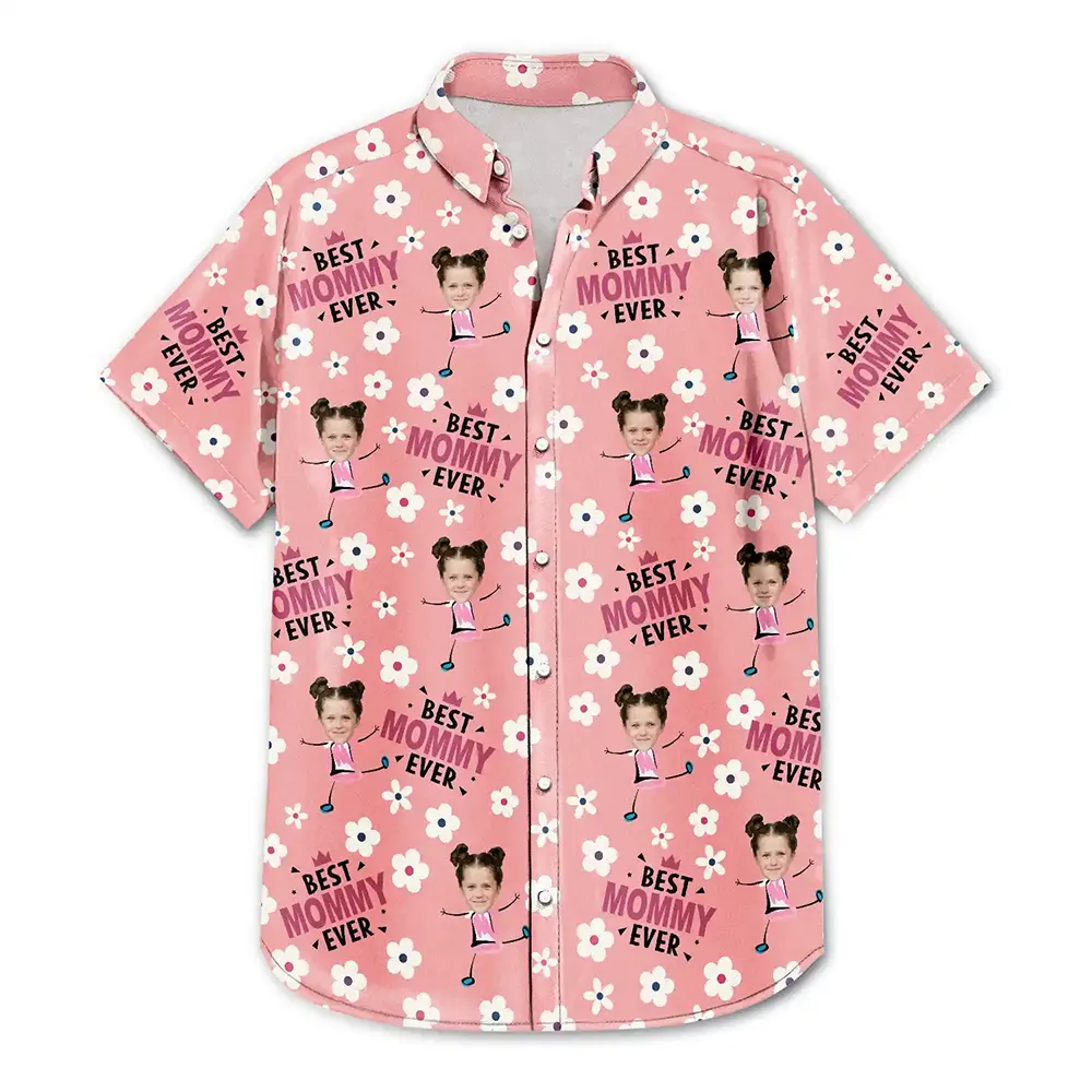 Custom Photo Best Mom Grandma Ever Flower Pattern - Personalized Hawaiian Shirt - Image 4