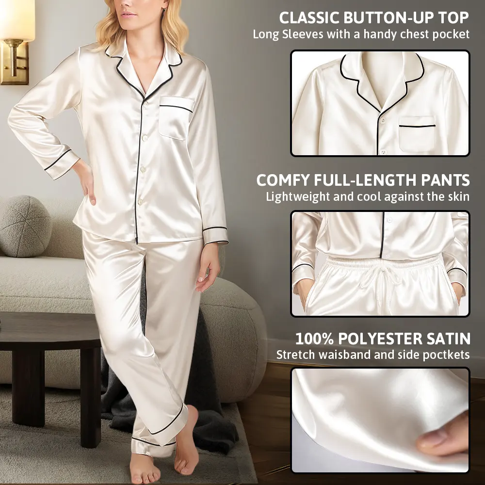 Custom Photo Best Mom Grandma Ever Flower Pattern - Personalized Satin Pajama Set - Image 7