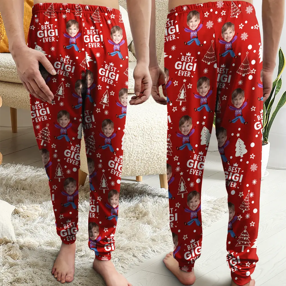 Custom Photo Best Mom Grandma Ever Pine Tree Pattern - Personalized Sweatpants - Image 5