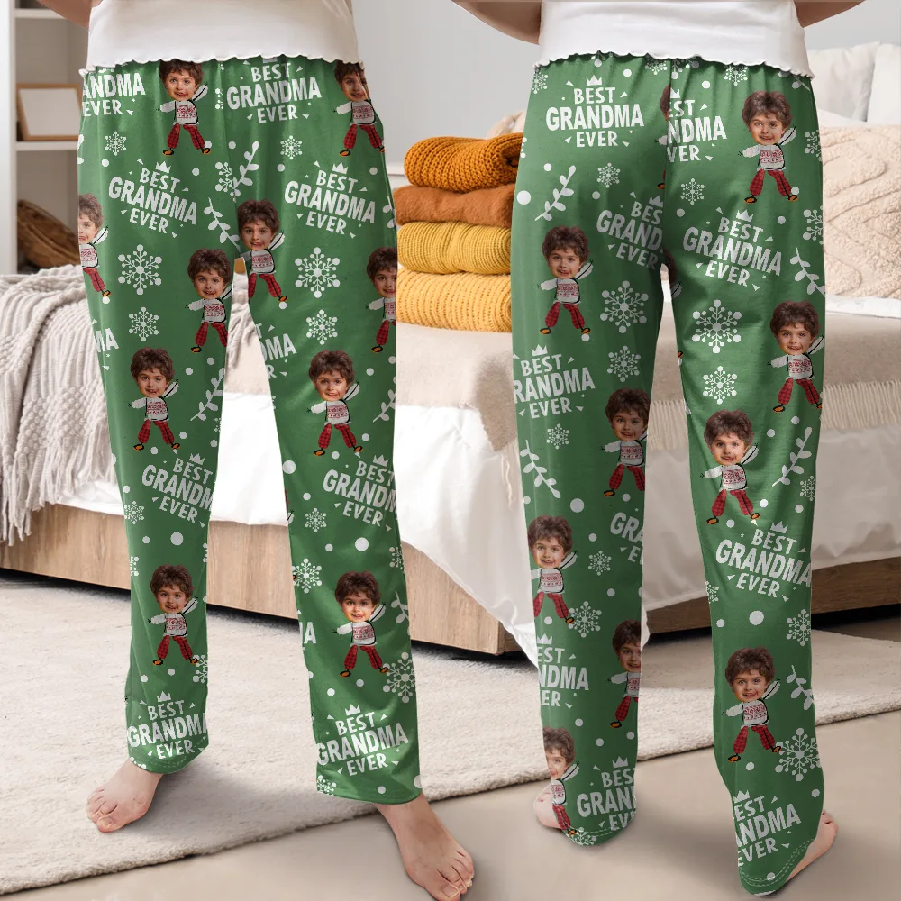 Custom Photo Best Mom Grandma Ever Snow Pattern - Personalized Sweatpants - Image 4
