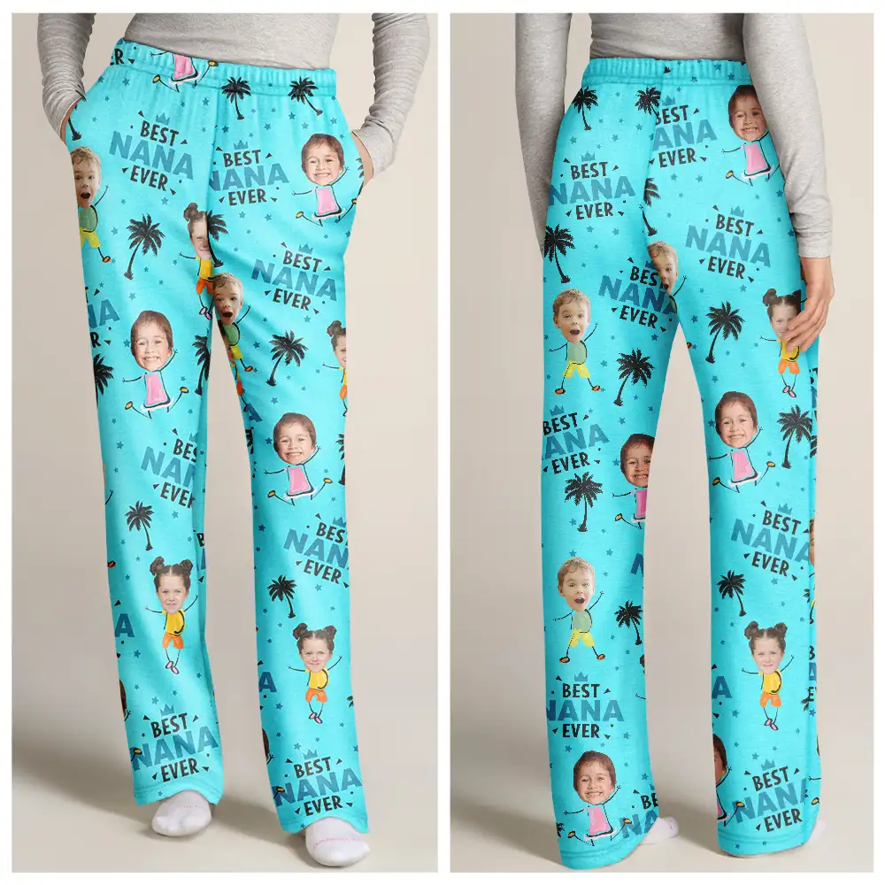 Custom Photo Best Mom Nana Ever - Personalized Pajama Pants - Image 4