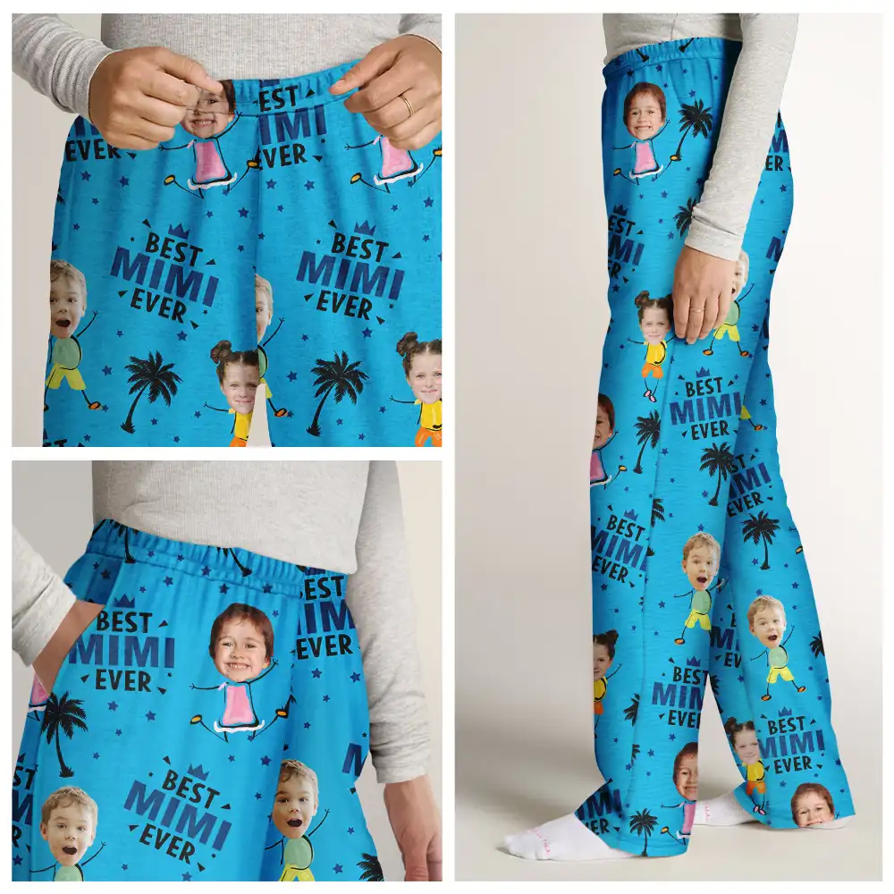 Custom Photo Best Mom Nana Ever - Personalized Pajama Pants - Image 8