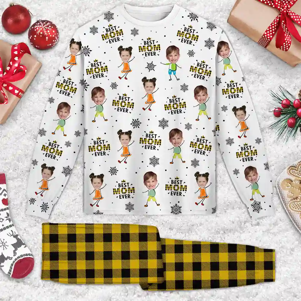 Custom Photo Best Nana Ever Gigi Papa Funny Children - Personalized Unisex Pajamas Set - Image 4