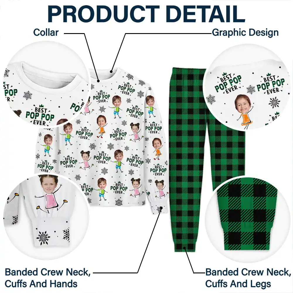Custom Photo Best Nana Ever Gigi Papa Funny Children - Personalized Unisex Pajamas Set - Image 6