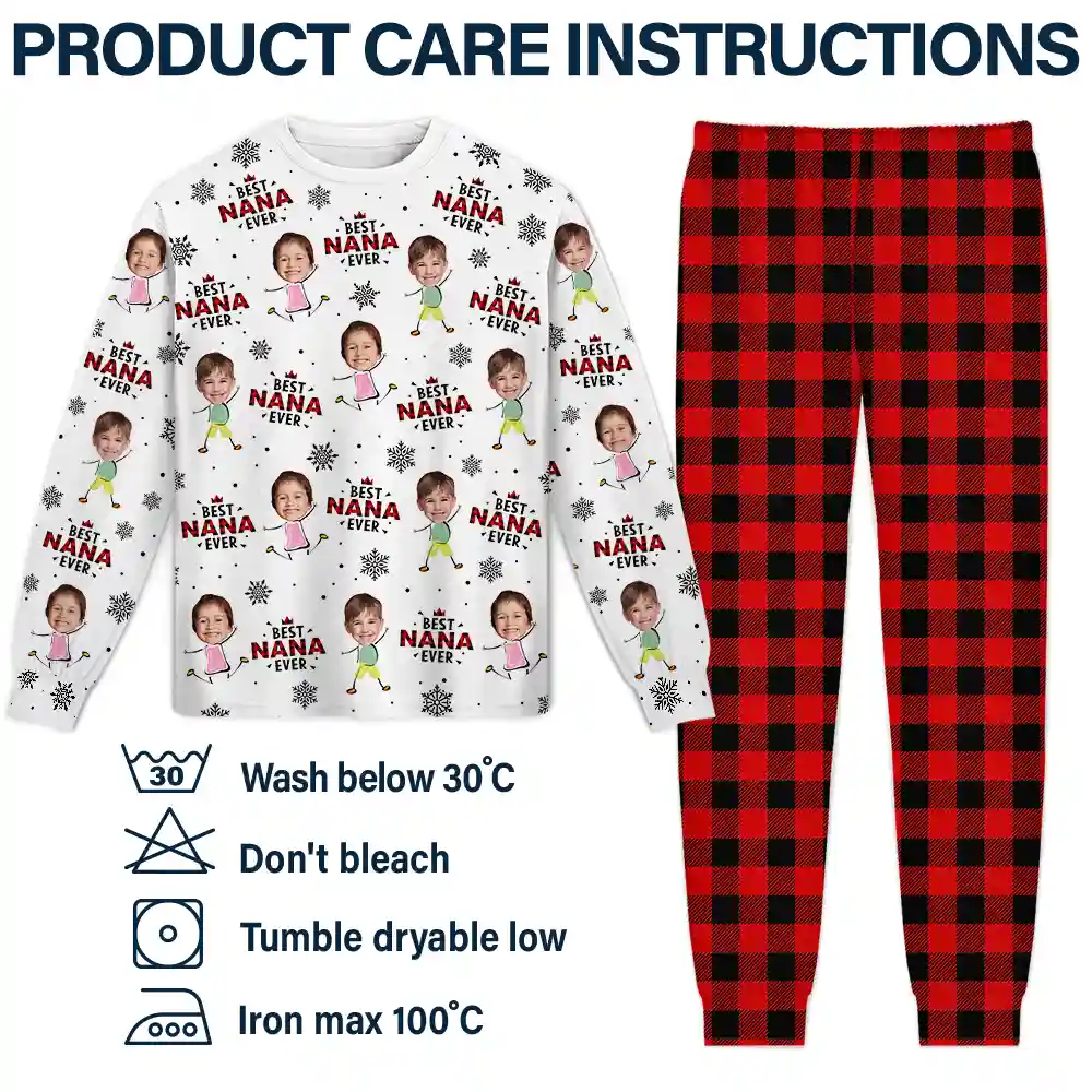 Custom Photo Best Nana Ever Gigi Papa Funny Children - Personalized Unisex Pajamas Set - Image 7