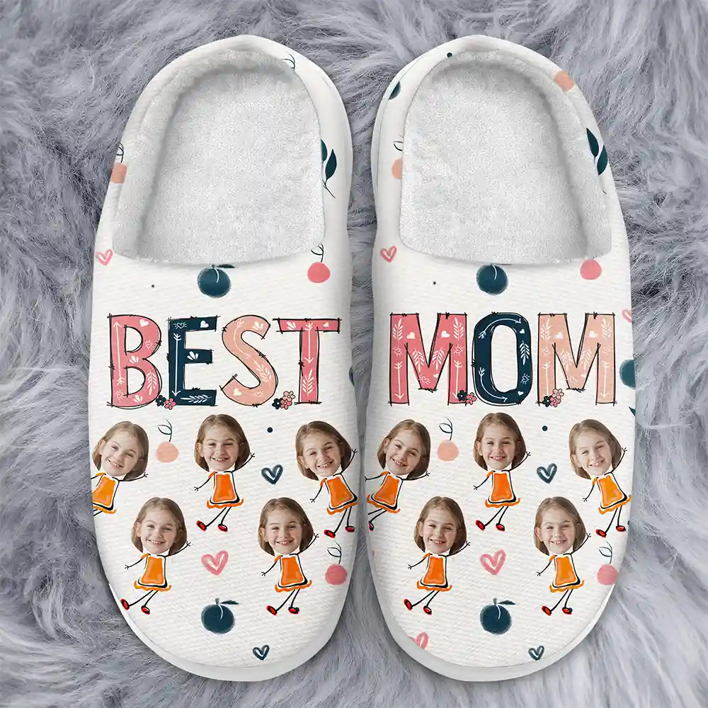 Custom Photo Best Nana Mom Ever - Personalized Fluffy Slippers - Image 4