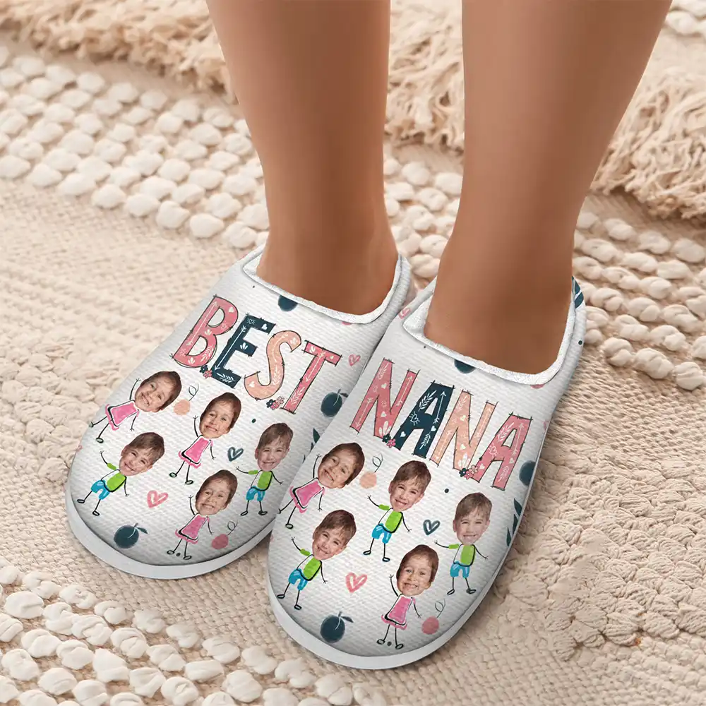 Custom Photo Best Nana Mom Ever - Personalized Fluffy Slippers - Image 6