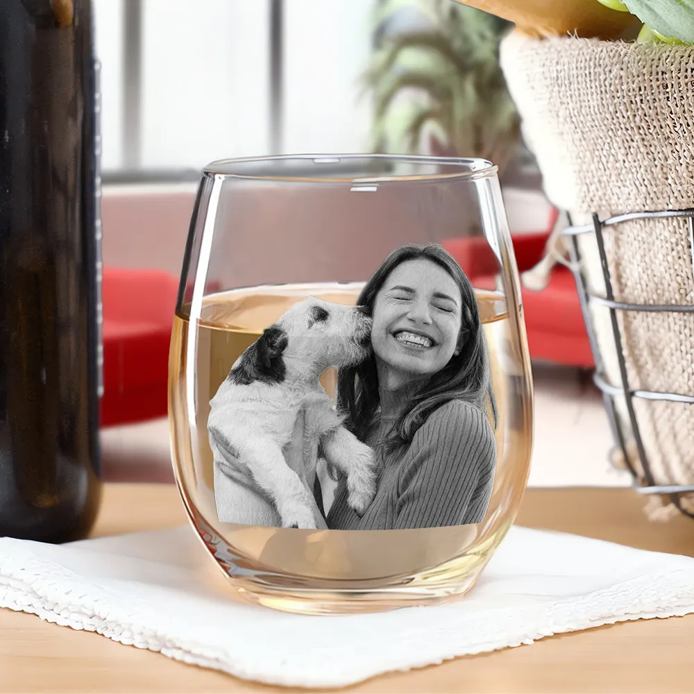 Custom Photo Best Pet Mom Ever - Personalized Stemless Wine Glass - Image 3
