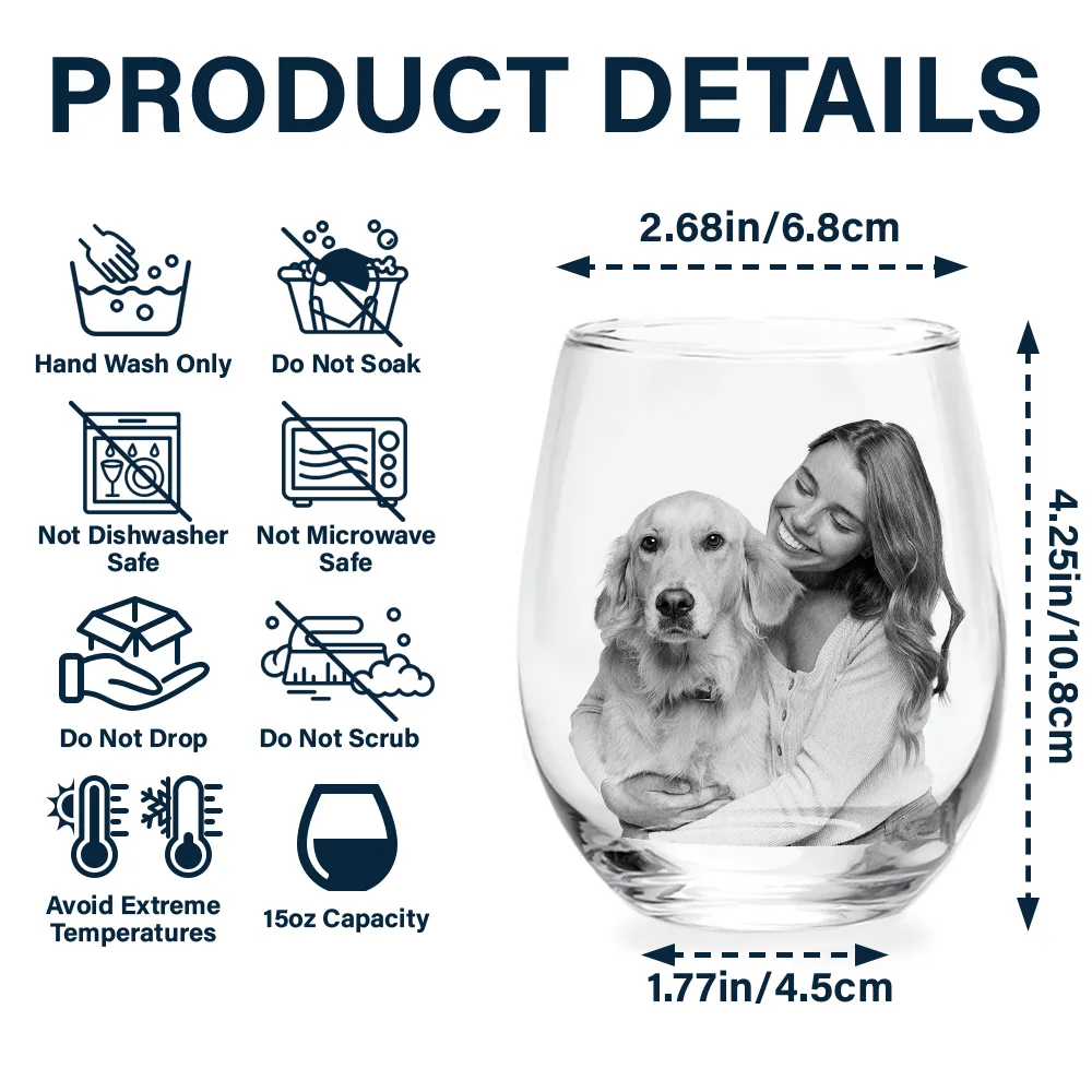 Custom Photo Best Pet Mom Ever - Personalized Stemless Wine Glass - Image 6