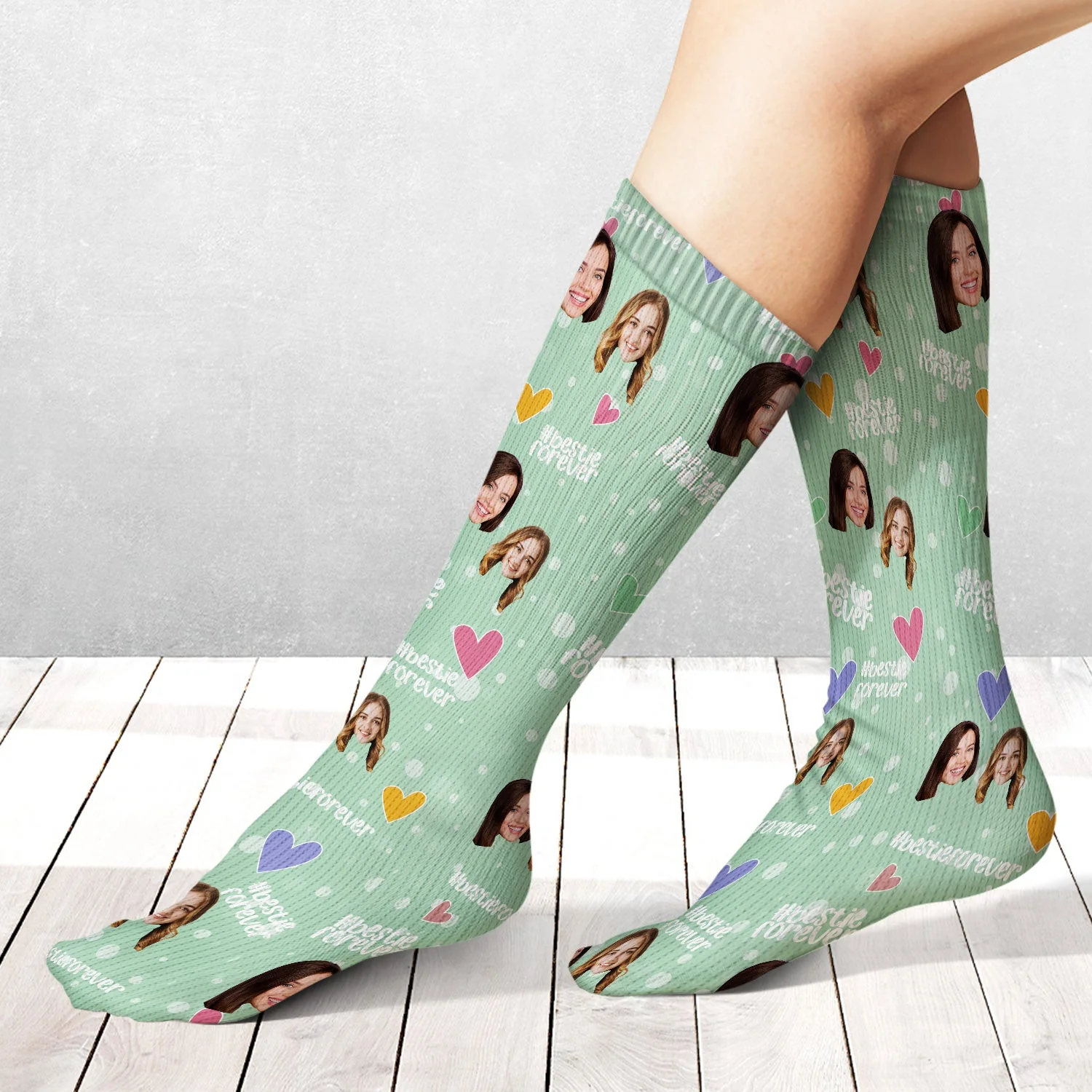 Custom Photo Bestie Forever Hashtag - Gift For Bestie - Personalized Socks - Image 3